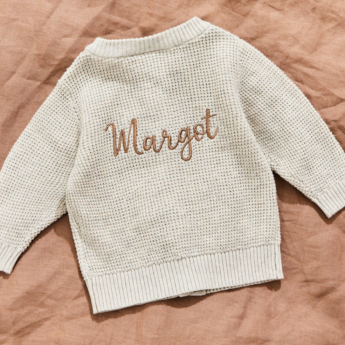 Personalised Oatmeal Button Cardigan Name It