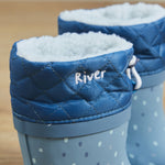 Personalised Blue Spot Rubber Welly Boots