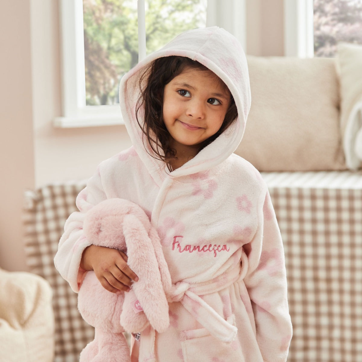 Personalised Flower Fleece Robe 