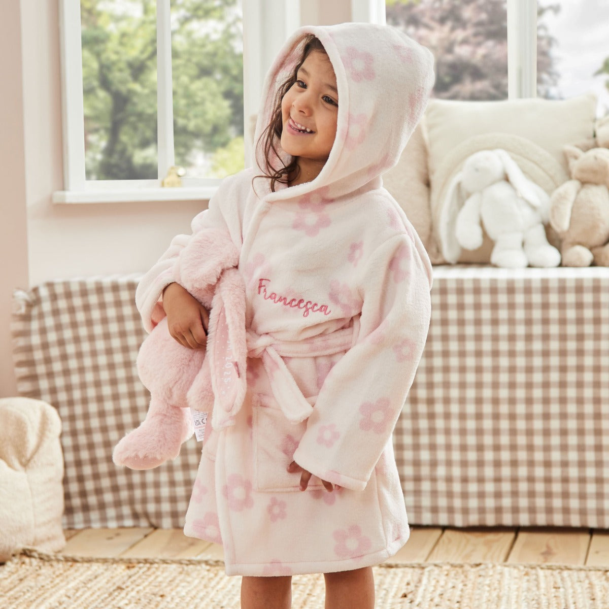 Personalised Flower Fleece Robe 