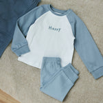 Personalised Blue Jersey Pyjamas 