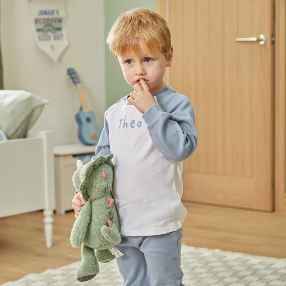 Personalised Blue Jersey Pyjamas 