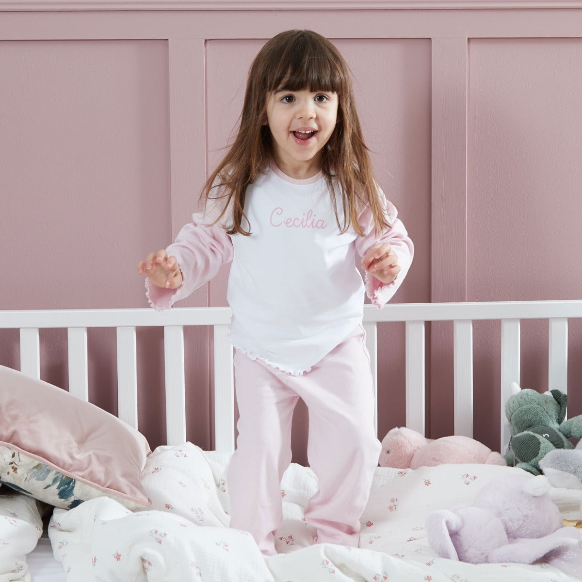 Personalised Pink Jersey Pyjamas 