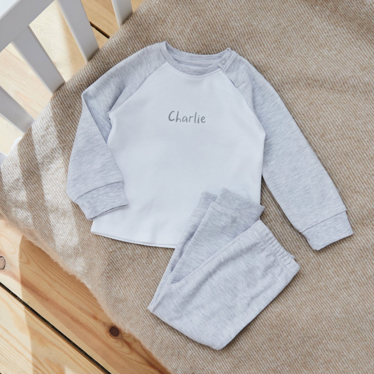 Personalised Grey Jersey Pyjamas 