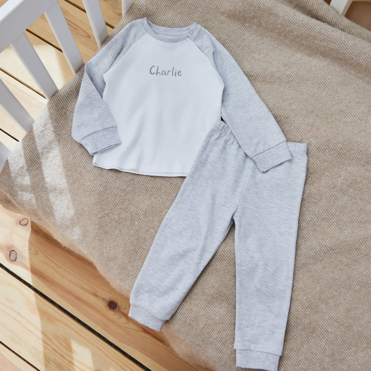 Personalised Grey Jersey Pyjamas 