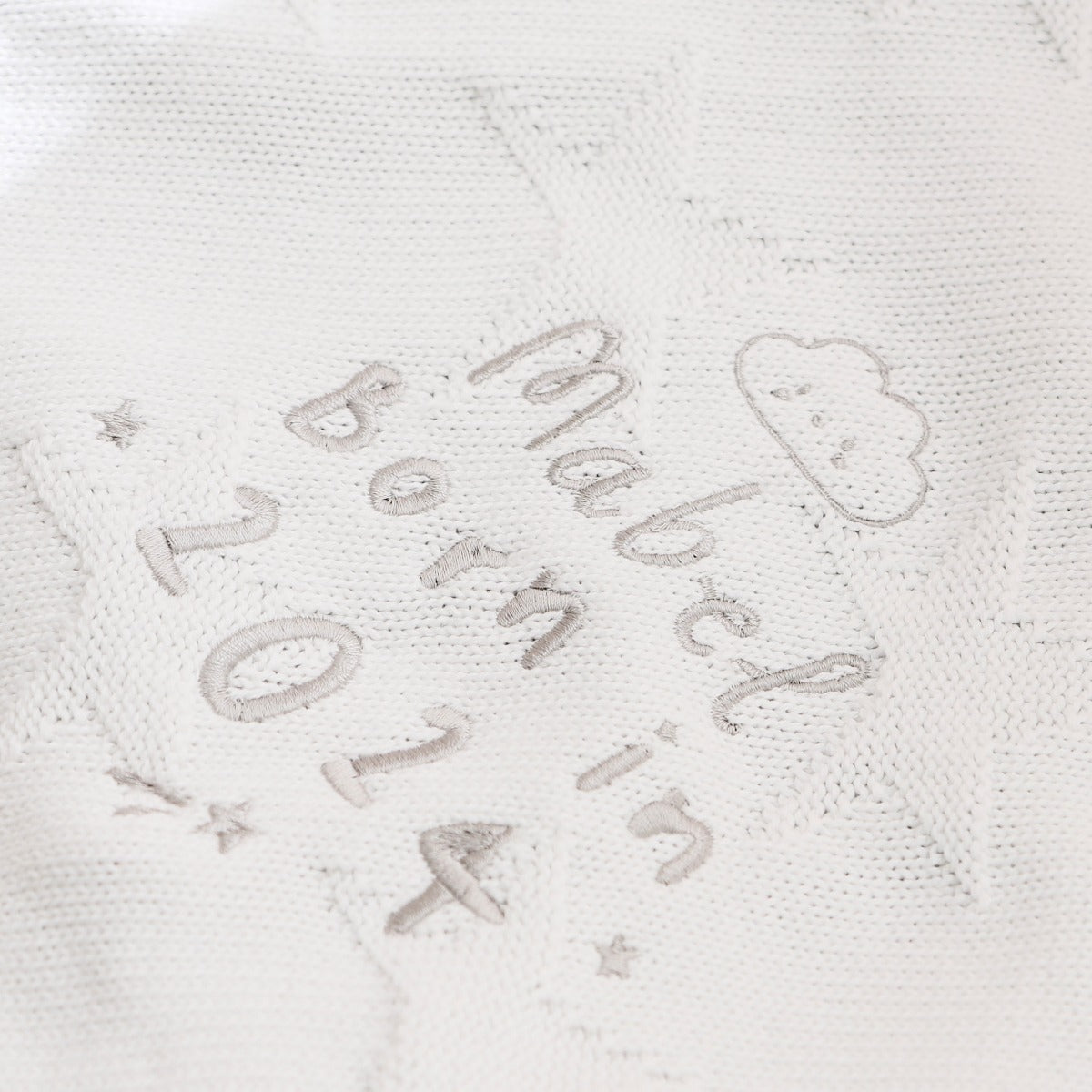 Personalized Born in 2024 Ivory Star Jacquard Blanket