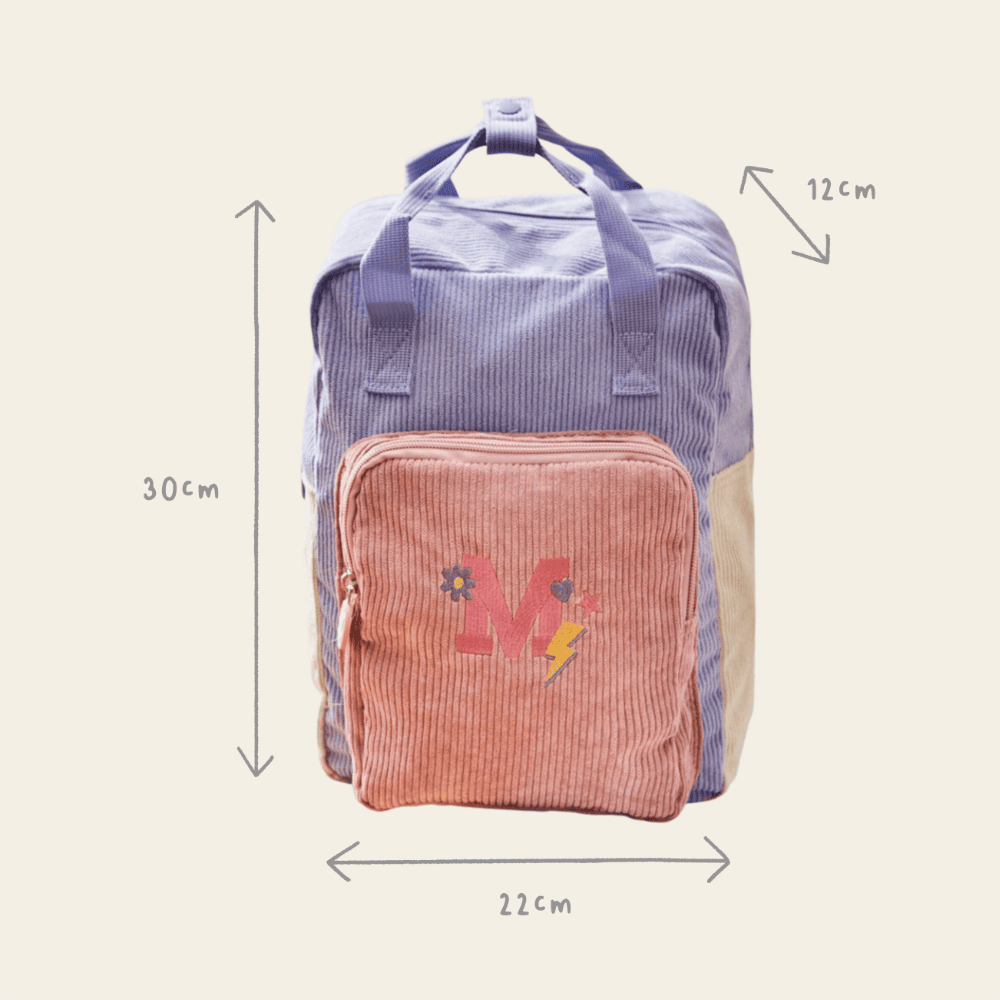 My Kids Personalised Pink Initial Cord Backpack with Grab Handle