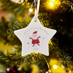 Personalised Santa First Christmas Star Ceramic Hanging Decoration