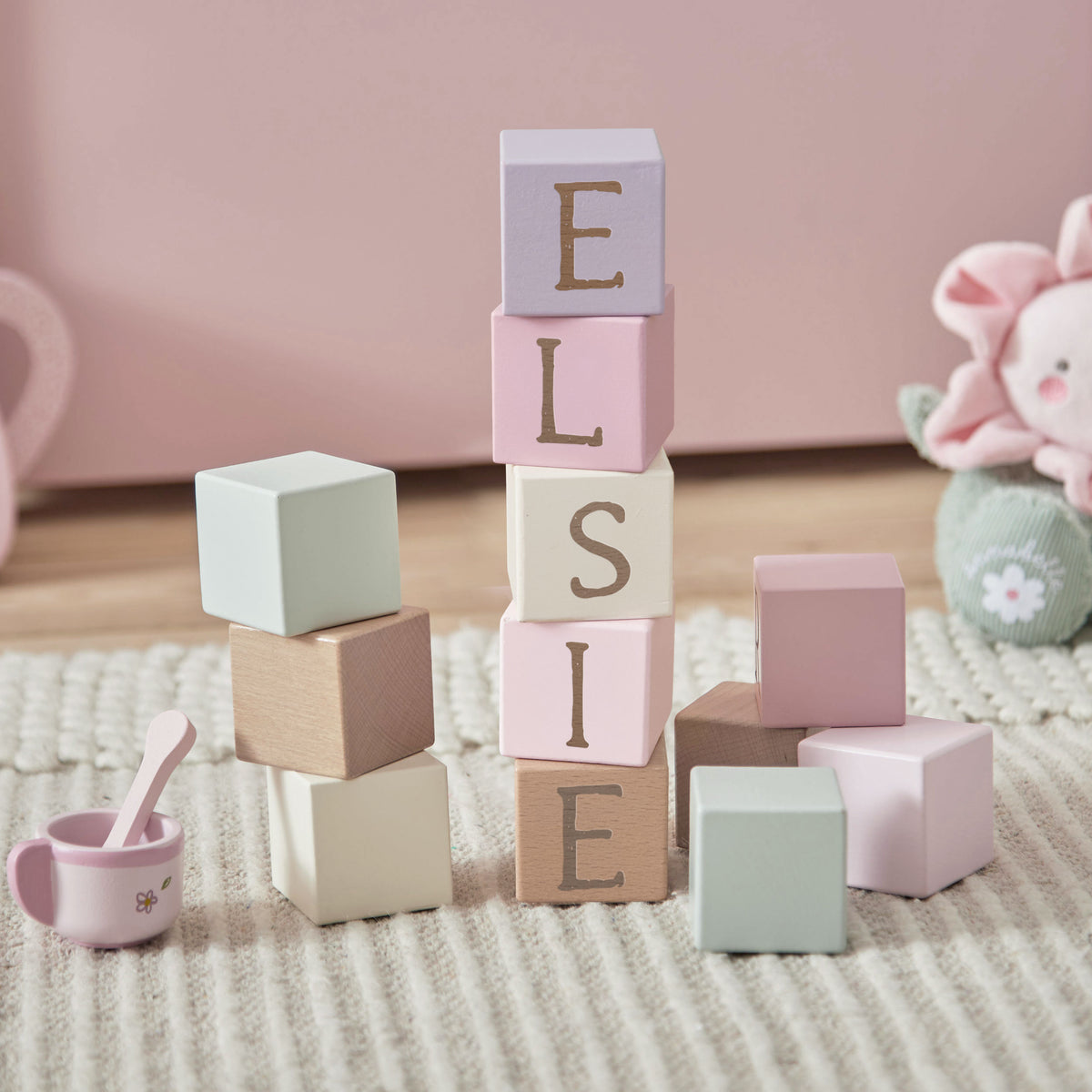 Personalised Baby Name Blocks - Pinks & Purples