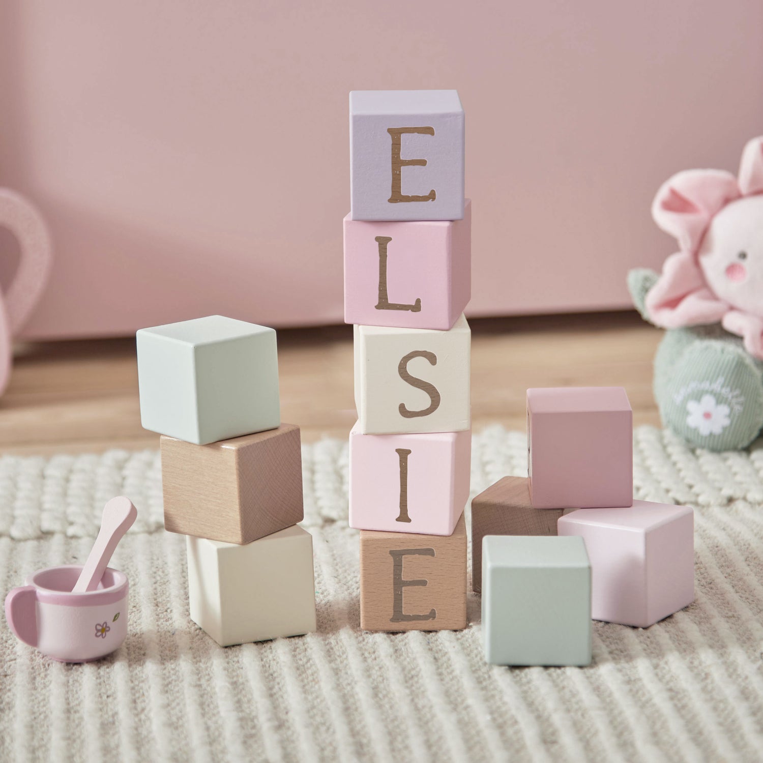 Personalised Baby Name Blocks - Pinks & Purples