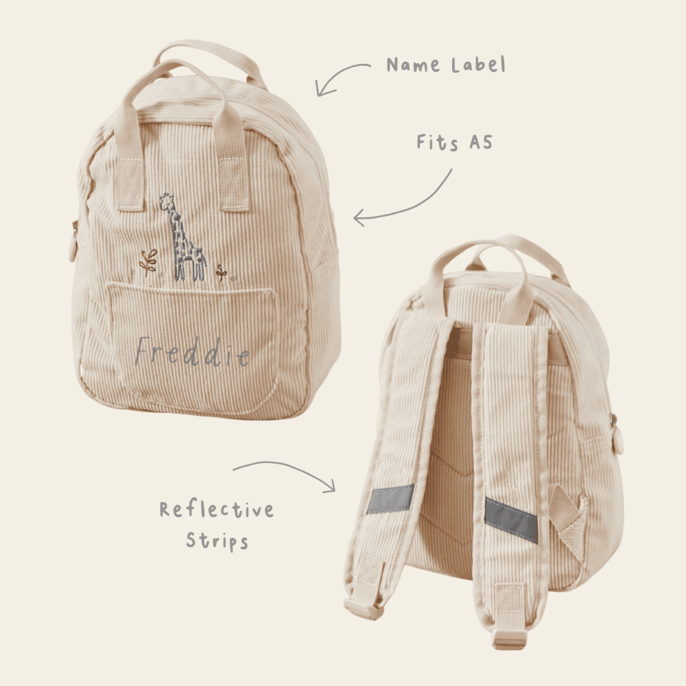 Personalised Ecru Cord Cuddle Club Mini Backpack 