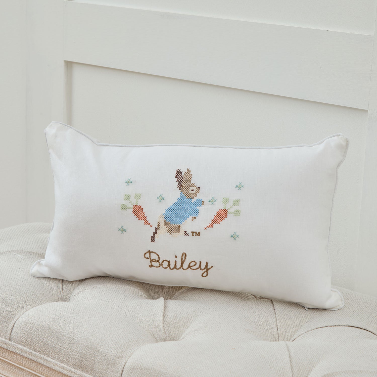 Personalised Peter Rabbit™ Cross Stitch Cushion