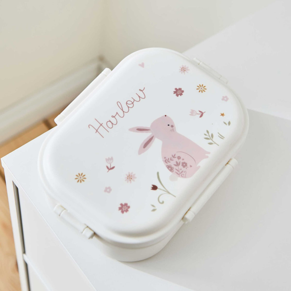 Personalised White Bunny Lunchbox