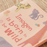 Personalised Pink Safari Baby Passport Holder & Luggage Tag Set