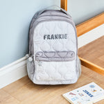 Personalised Large Grey Quilted Varsity Backpack