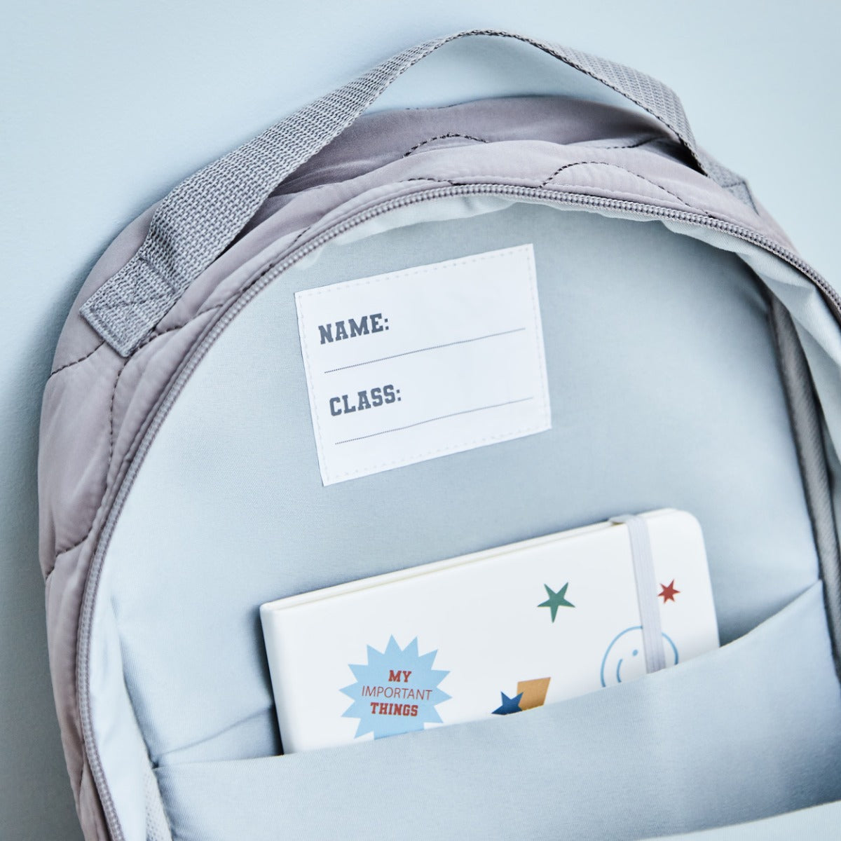 Personalised Large Grey Quilted Varsity Backpack