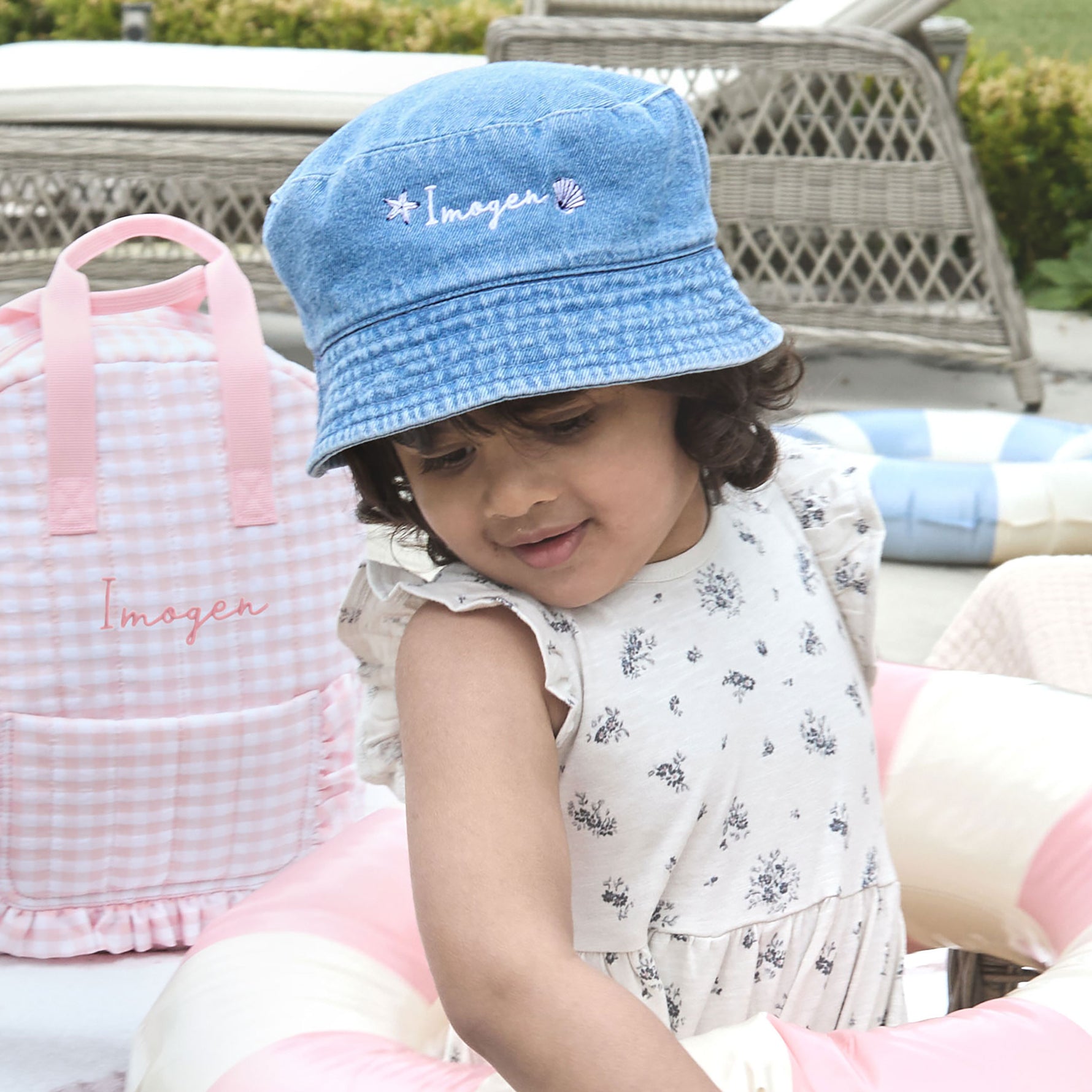 Personalised Seashell Denim Bucket Hat