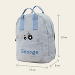Personalised Blue Farmyard Design Cord Mini Backpack