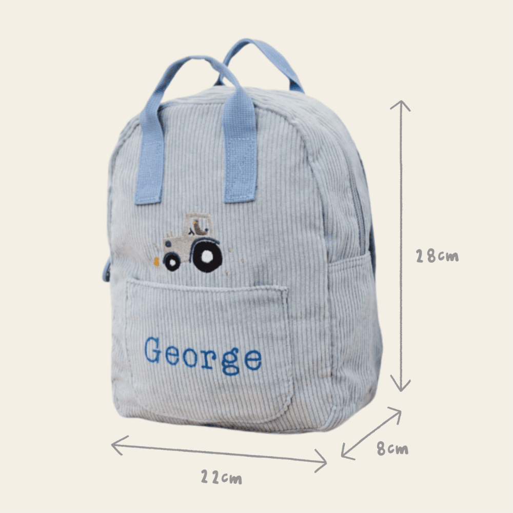 Personalised Blue Farmyard Design Cord Mini Backpack