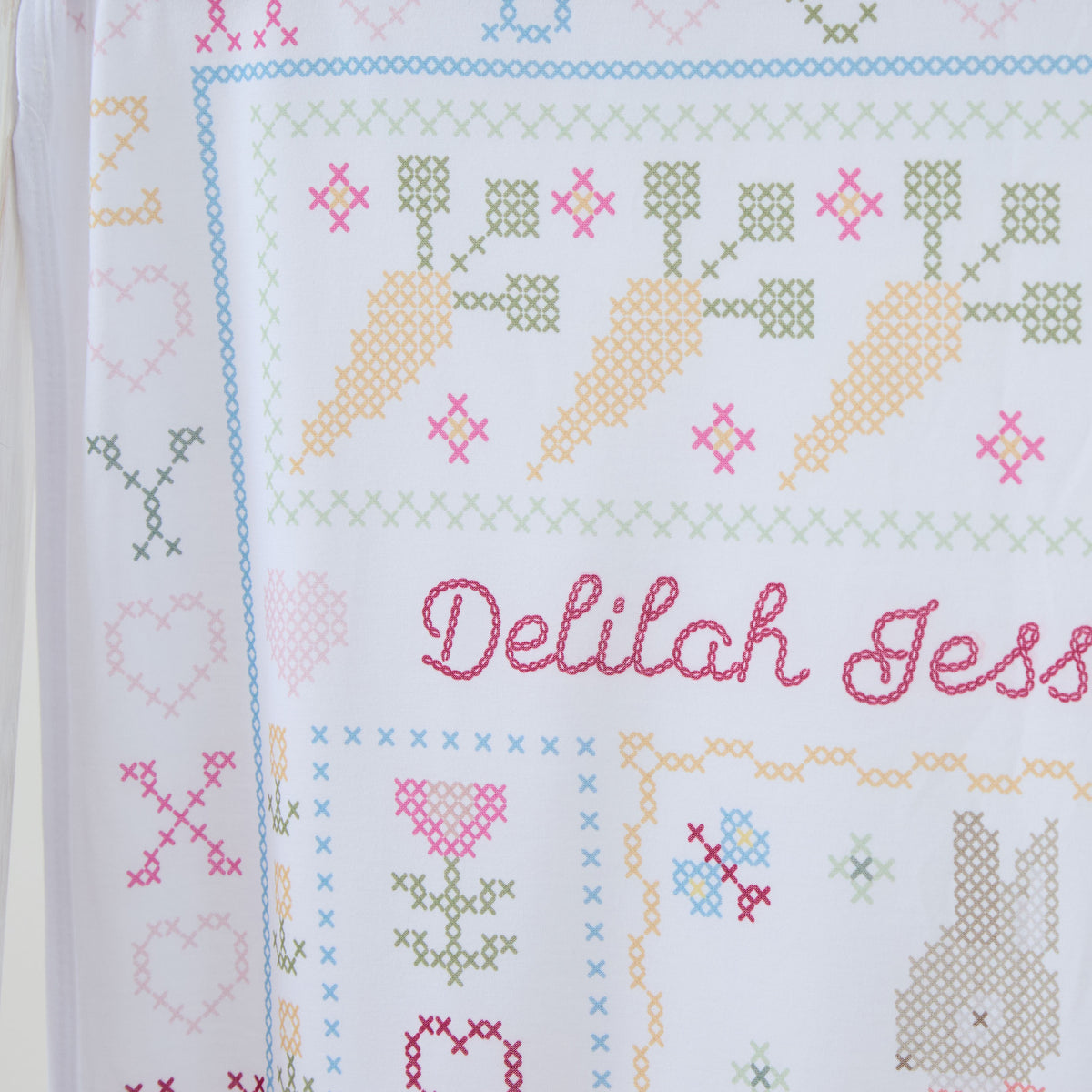 Personalised Flopsy™ Bunny Cross Stitch Jersey Blanket