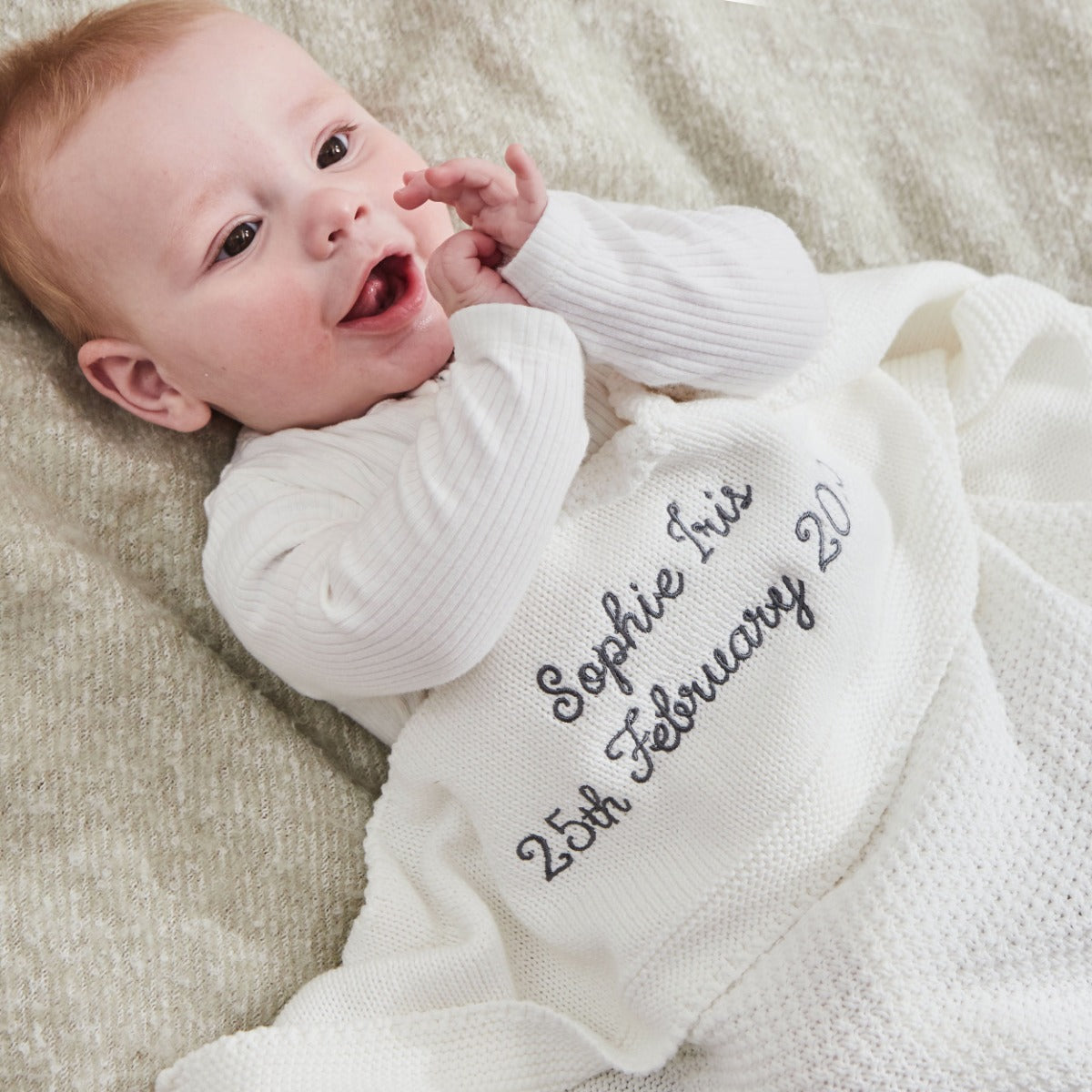 Personalized Ivory Cotton Baby Shawl