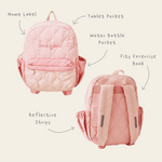 Personalised Pink Quilted Medium Backpack