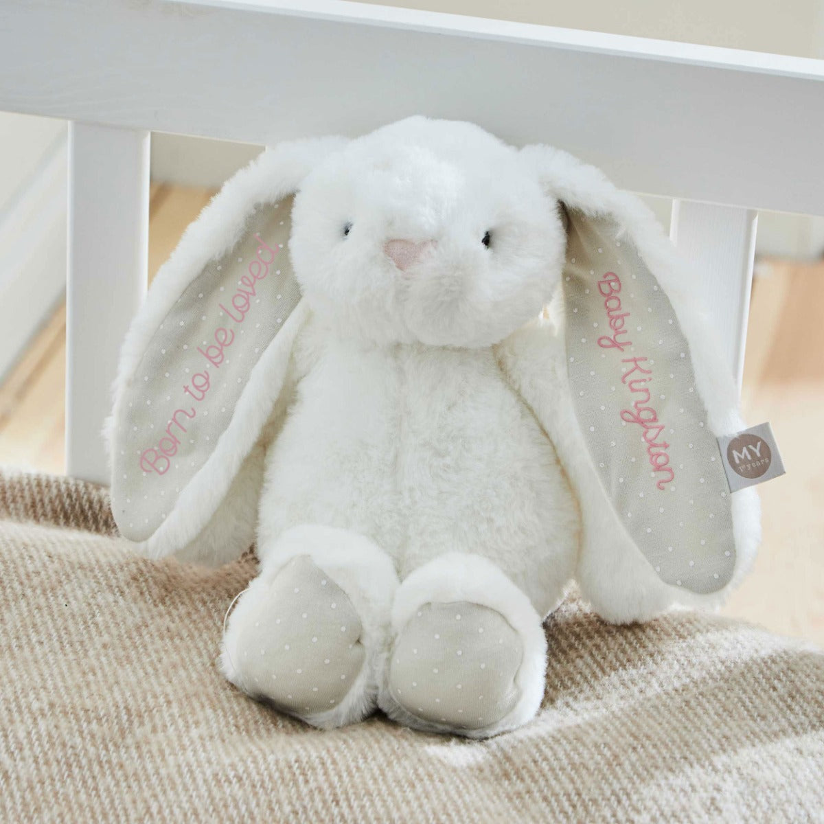 Personalised White Bunny Soft Toy - Embroidered
