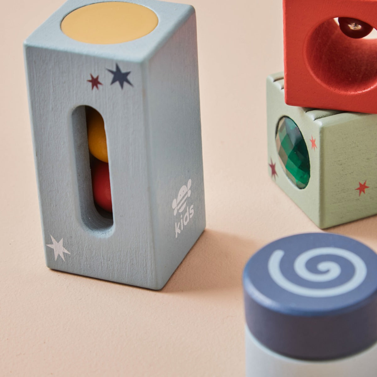 Personalised Just Bee Kids Wooden Sensory Blocks With Bag FSC®