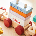Personalised Primary Colour Wooden Pull-Along Train