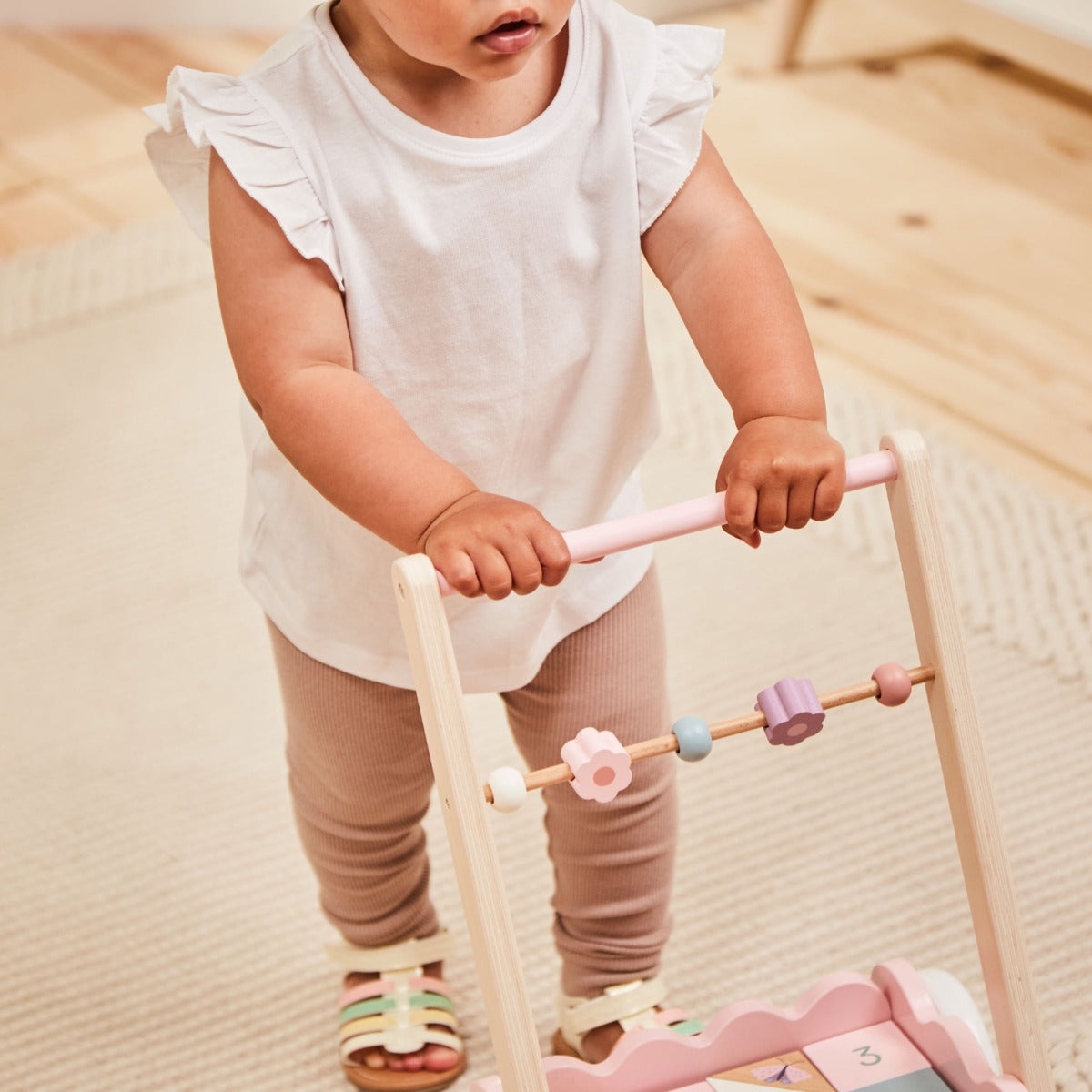 Personalised Pink Push-Along Activity Walker With Blocks FSC®