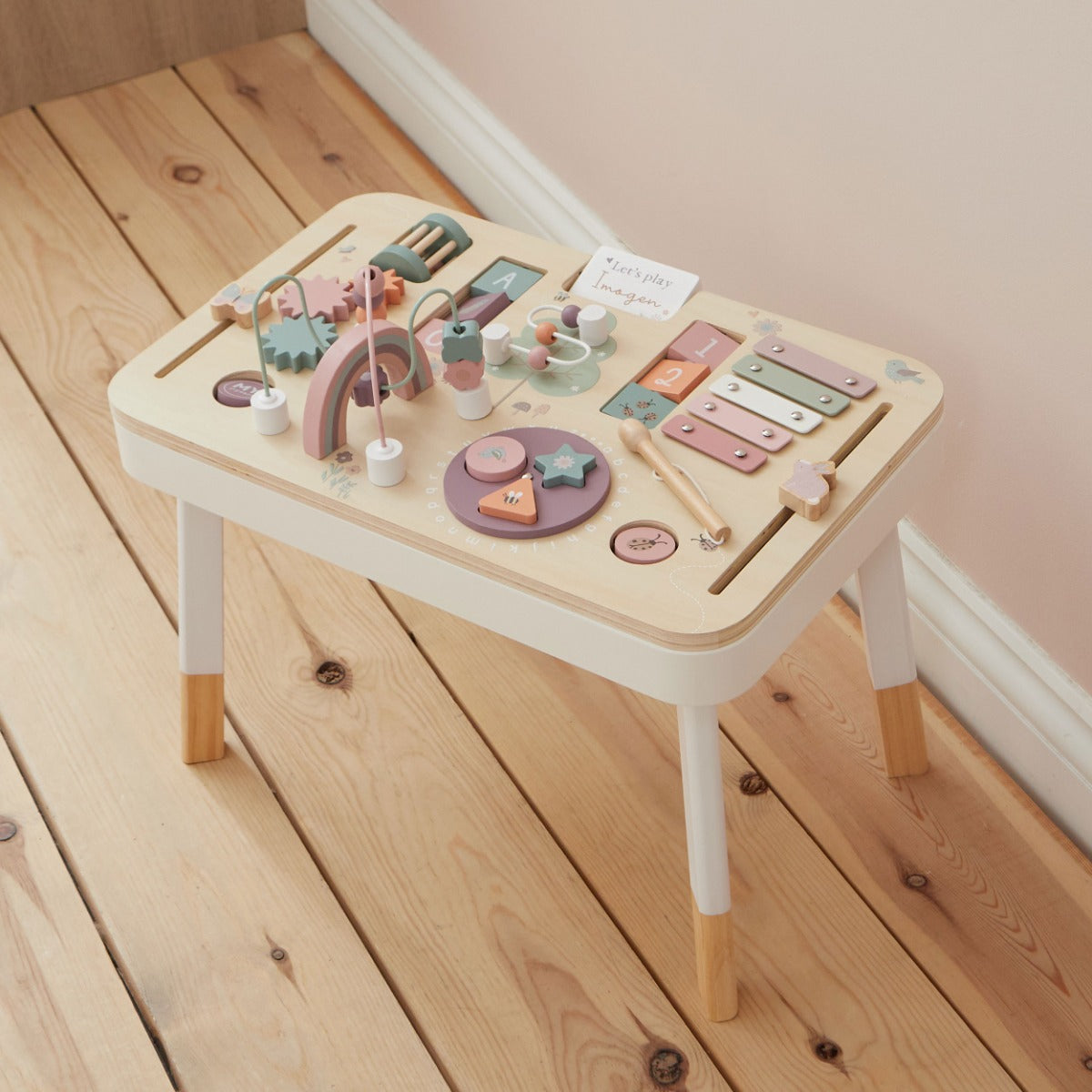 Personalised Pink Wooden Children's Activity Table – My 1st Years
