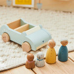 Wooden Doll Grandparents, Pets and Car Set FSC®
