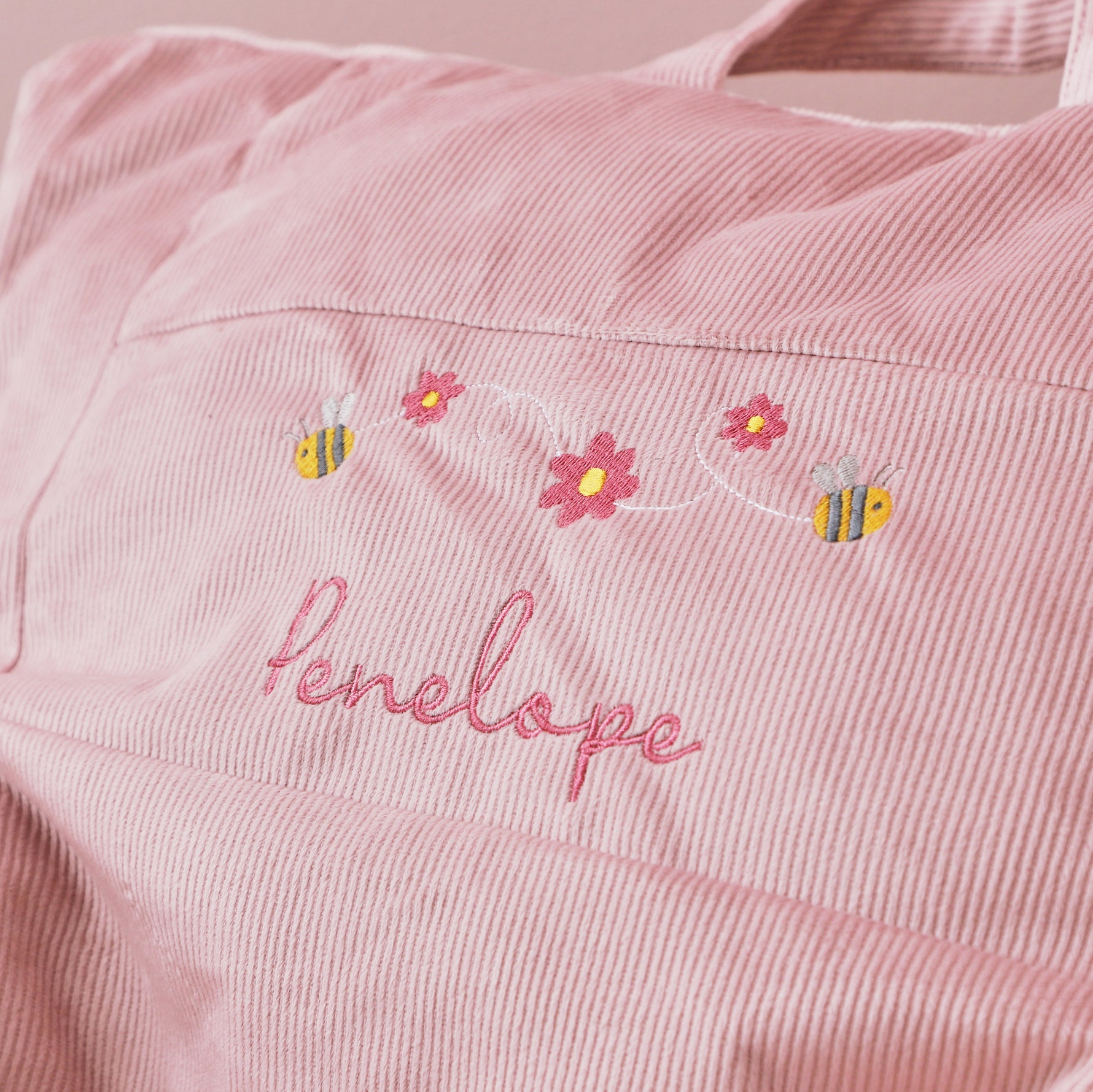 Personalised Pink Bumblebee Cord Bean Bag Chair 