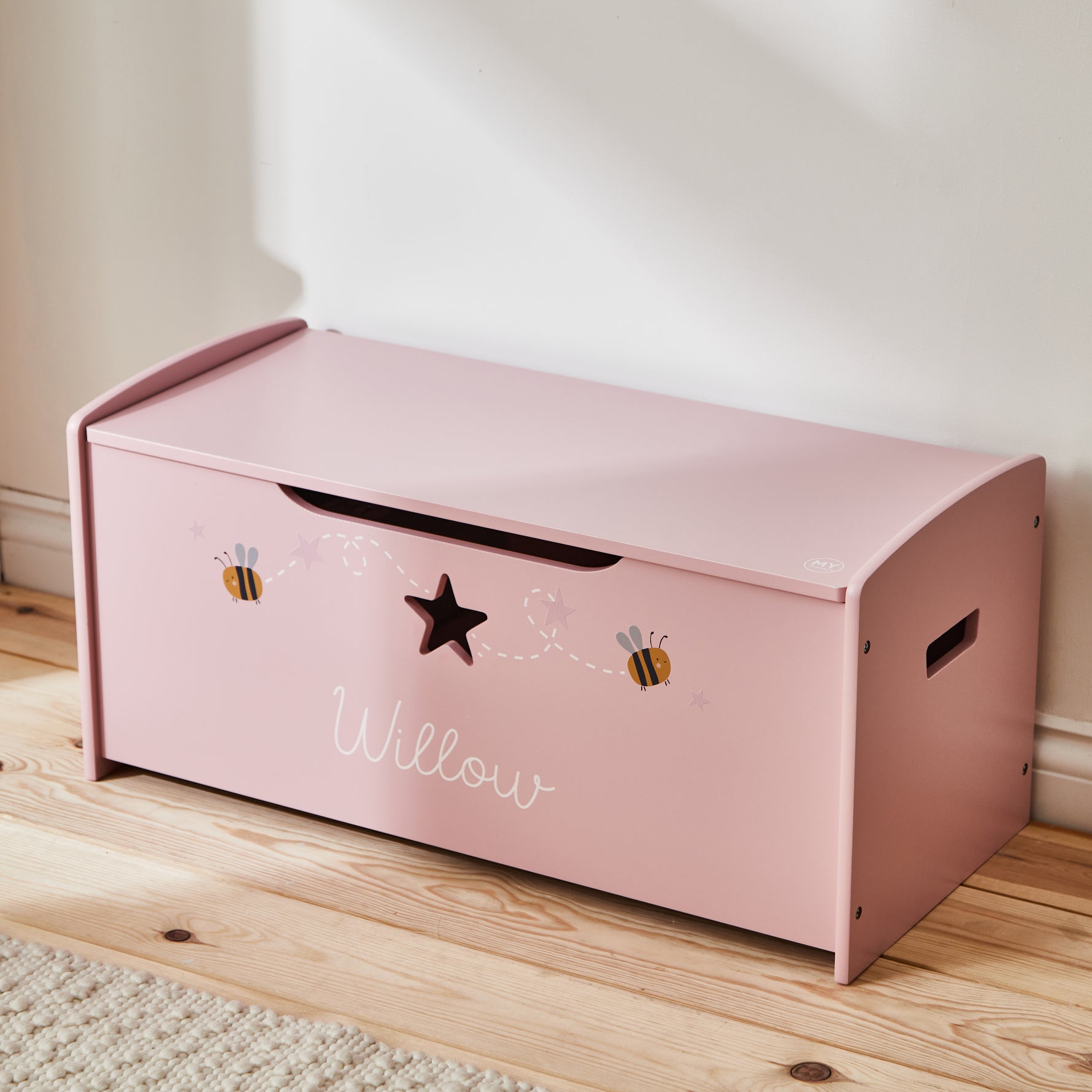 Personalised Large Pink Bee Toy Box FSC®