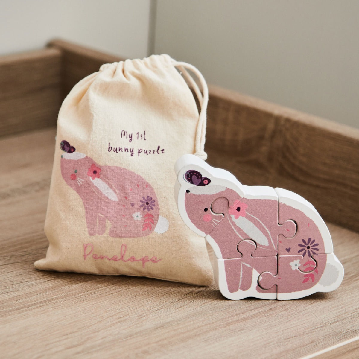 Personalised Pink Bunny FSC® Wooden Puzzle