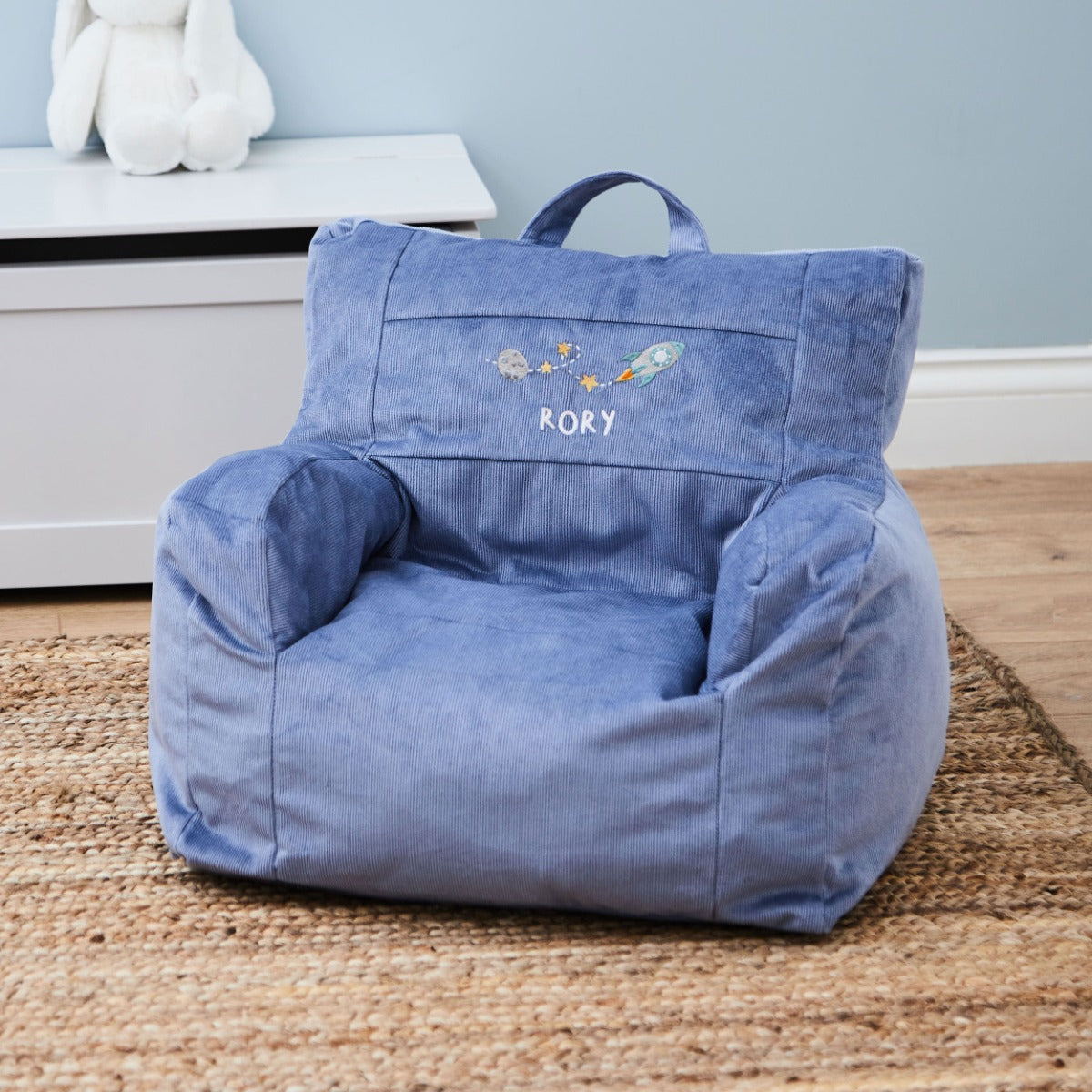 Personalised Rocket Navy Cord Chair