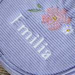 Personalised Floral Lilac Cord Handbag
