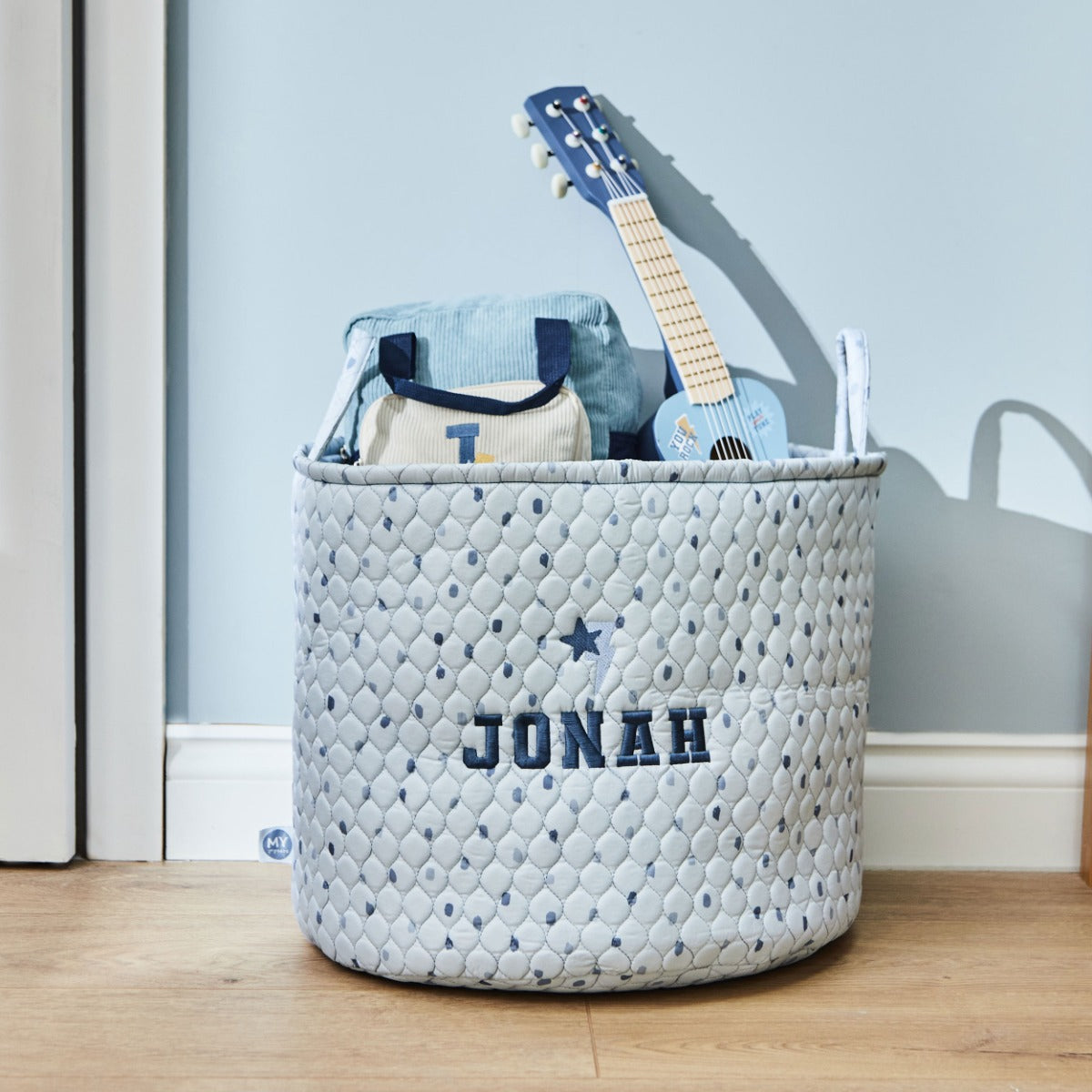 My Kids Personalised Large Lightning Bolt Blue Storage Bag
