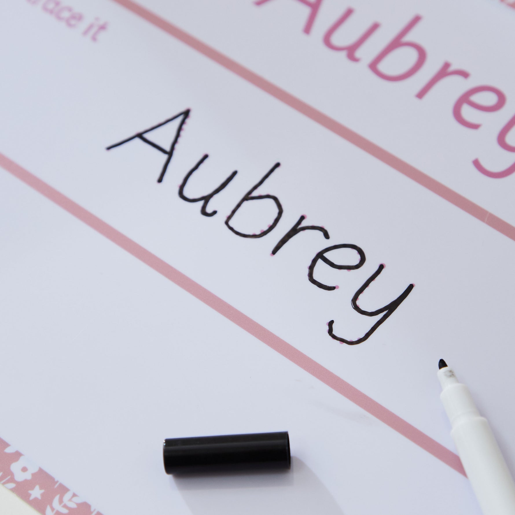 Personalised Baker Ross Pink Floral Whiteboard & Pen