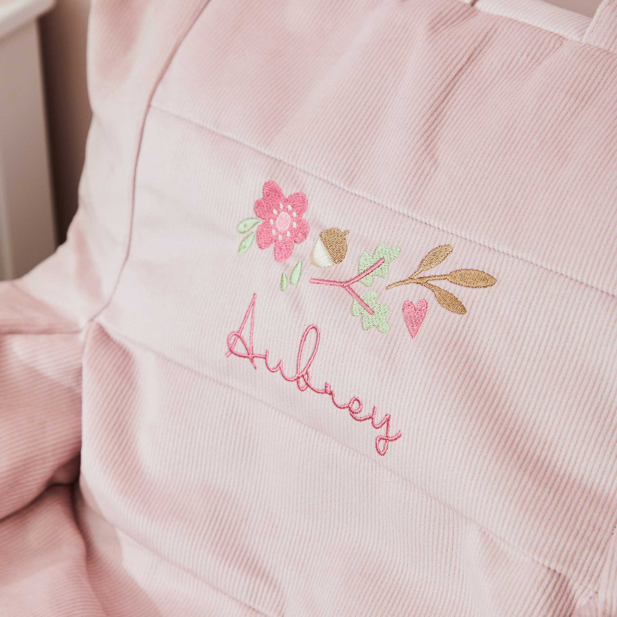 Personalised Floral Design Pink Cord Chair 