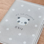 Personalised Panda Grey Baby Passport Holder & Luggage Tag Set