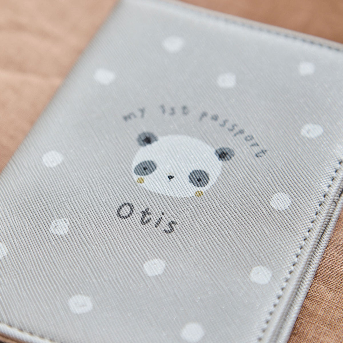 Personalised Panda Grey Baby Passport Holder & Luggage Tag Set