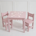 Personalised Daisy Pink Scalloped Table and 2 Chairs Set FSC®