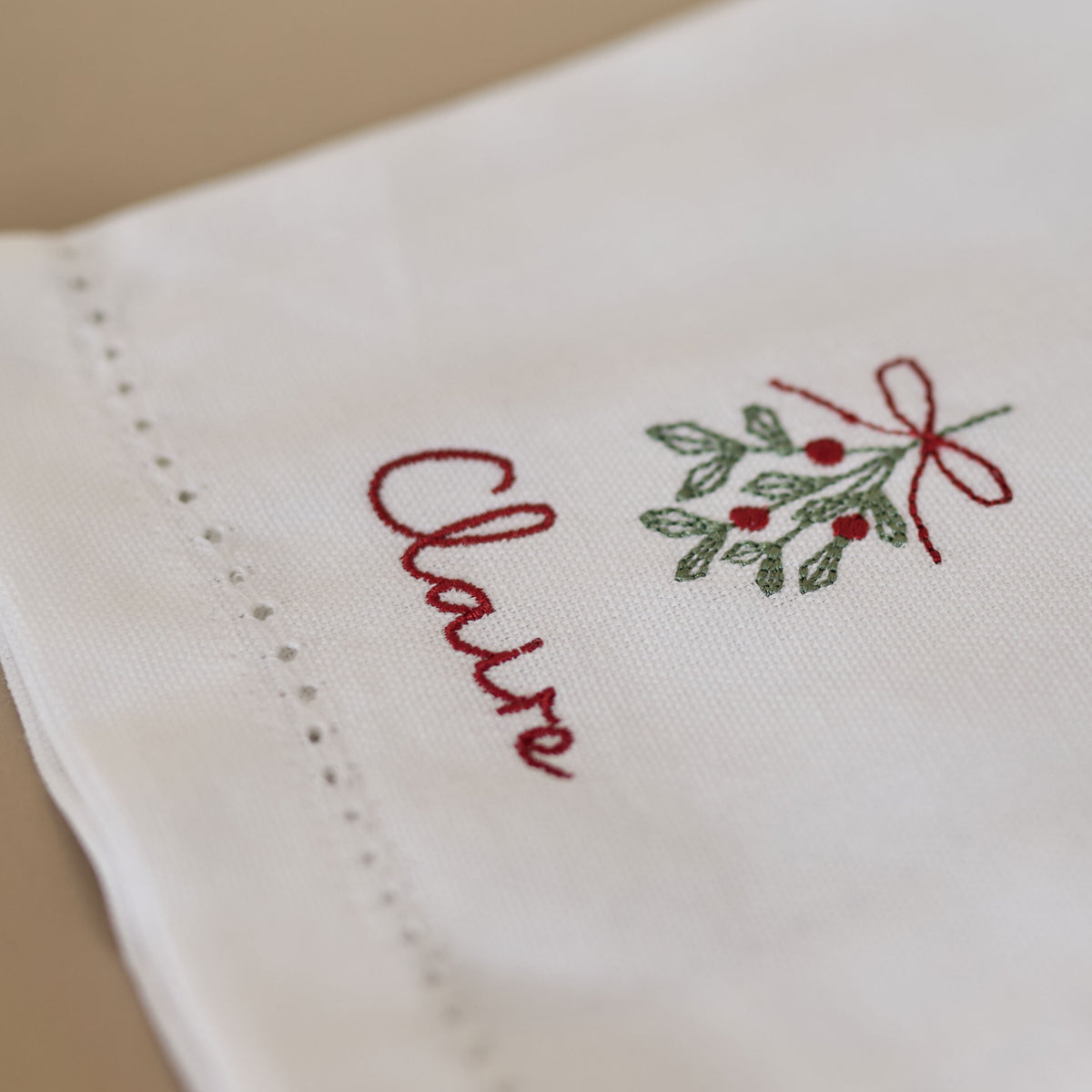 Personalised Christmas Cotton Hem Napkin
