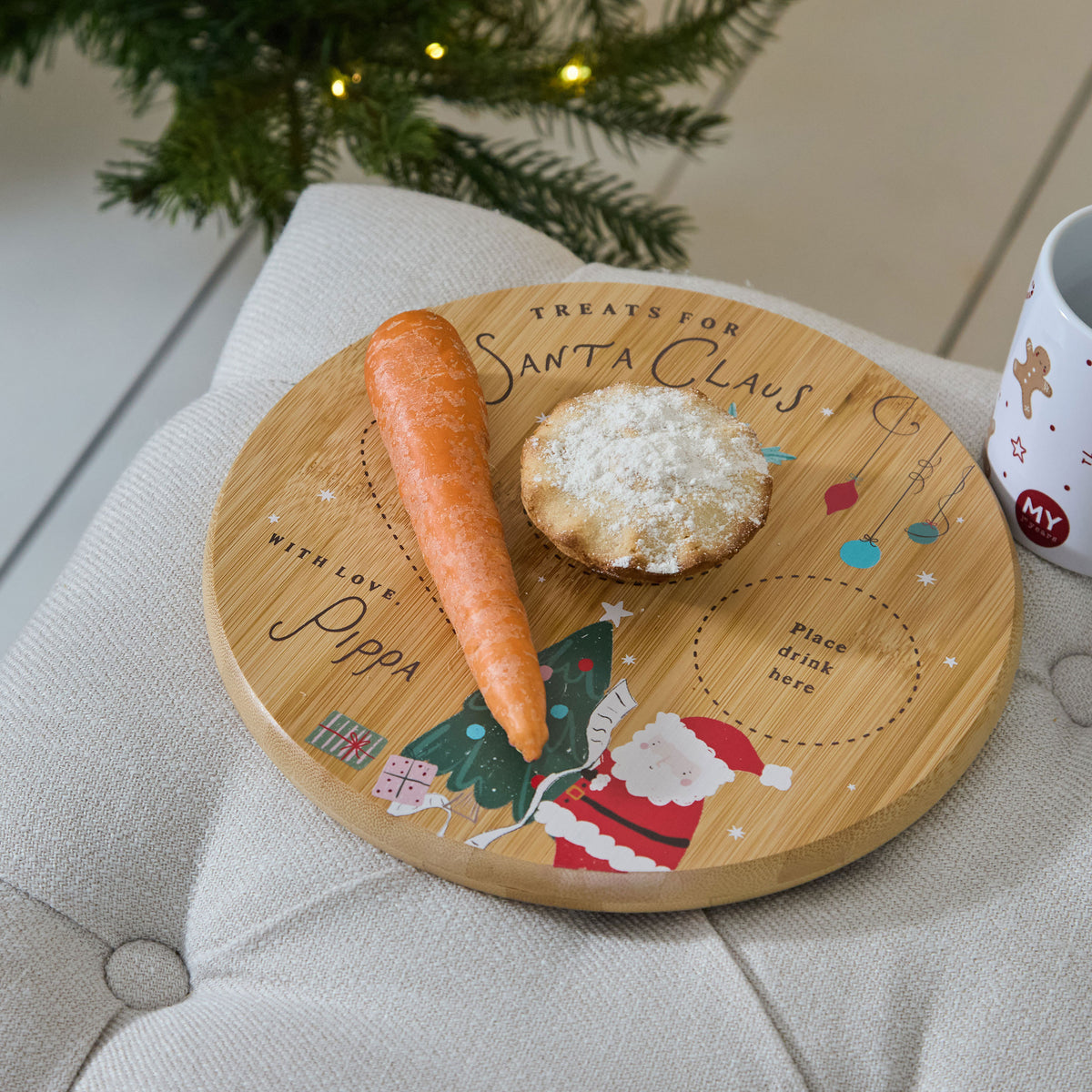 Personalised Santa’s Treats Wooden Christmas Platter