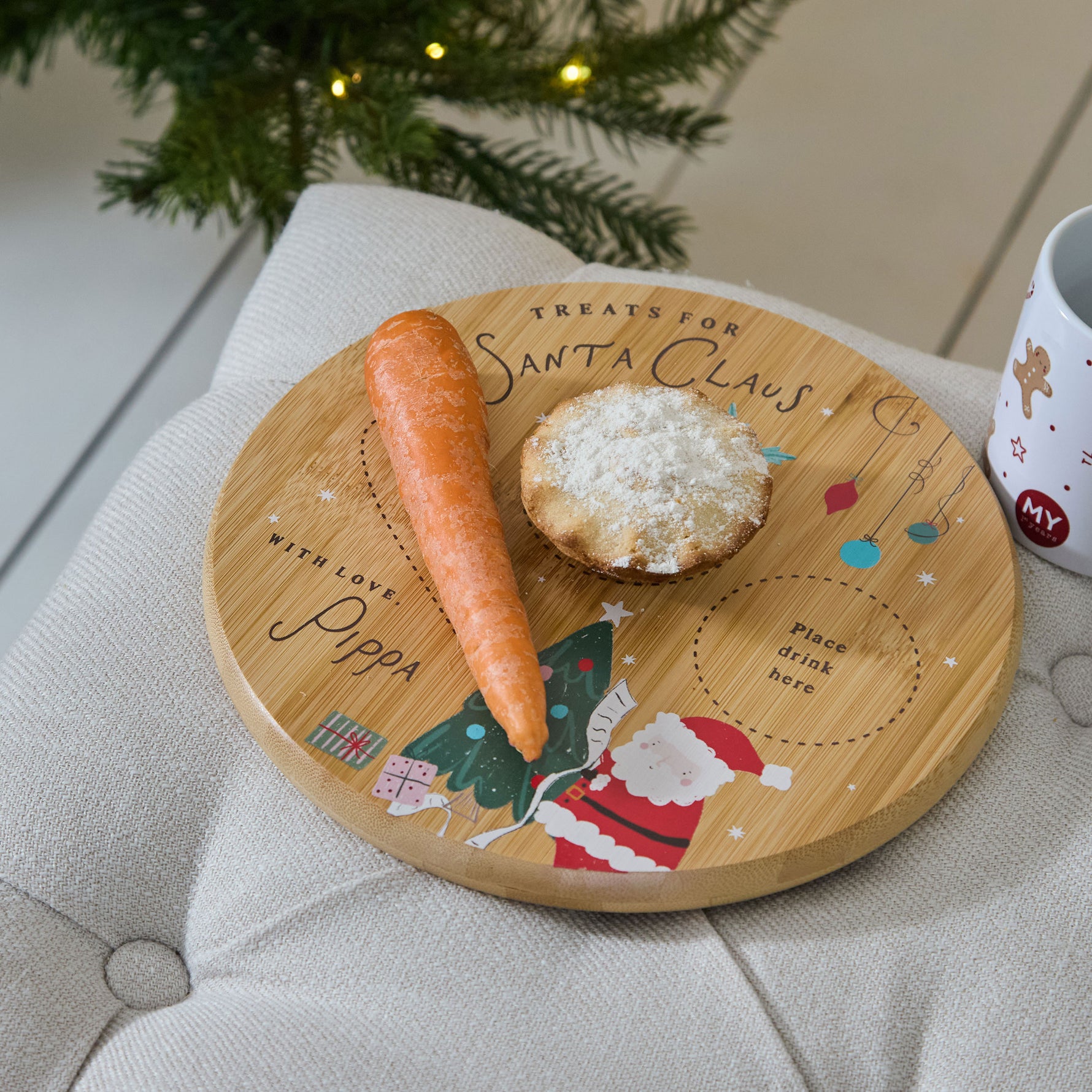 Personalised Santa’s Treats Wooden Christmas Platter