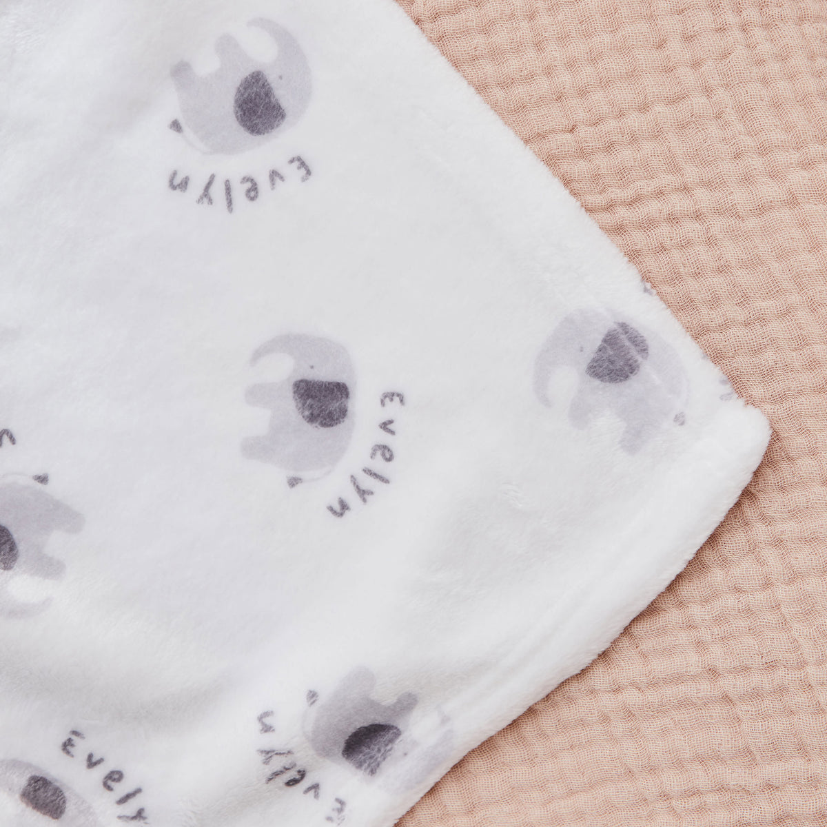 Personalized Grey Elephant Fleece Blanket 