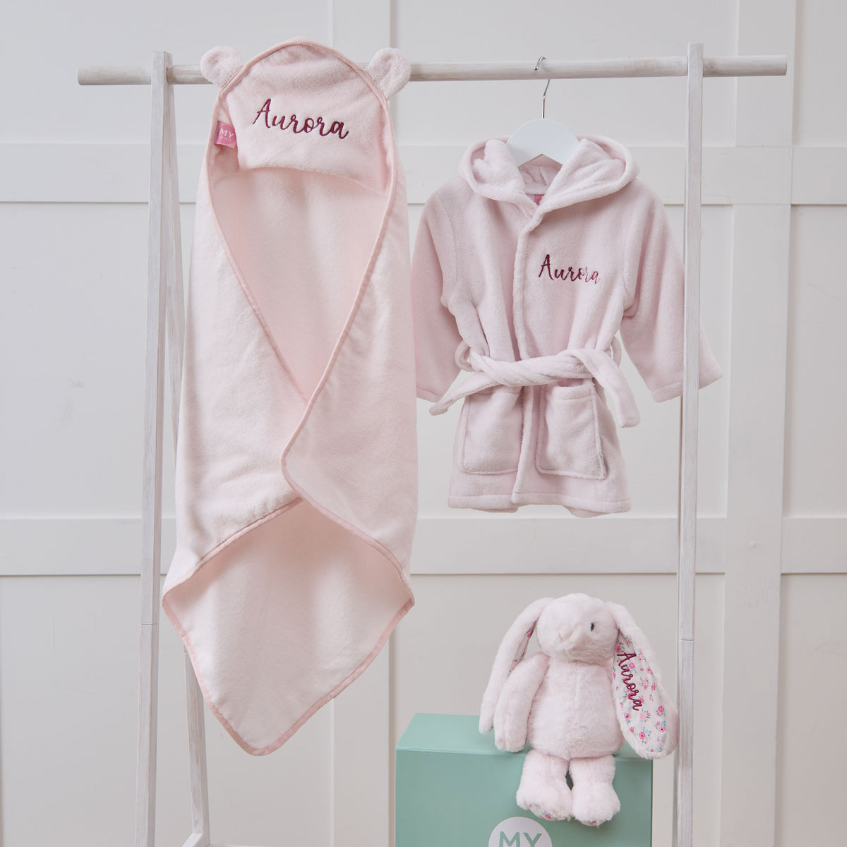 Personalised Light Pink Splash, Snuggle & Cuddle Gift Set