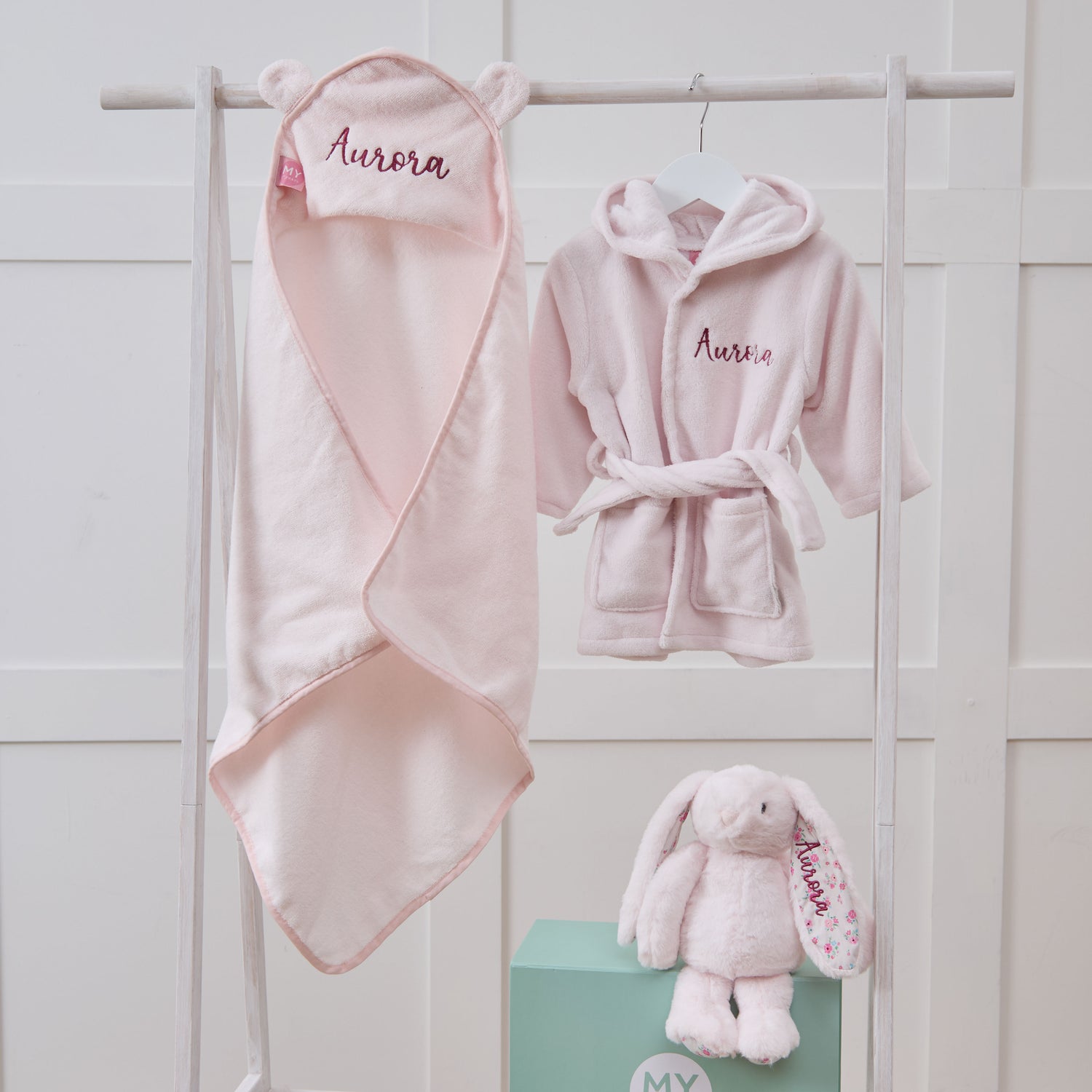 Personalised Light Pink Splash, Snuggle & Cuddle Gift Set
