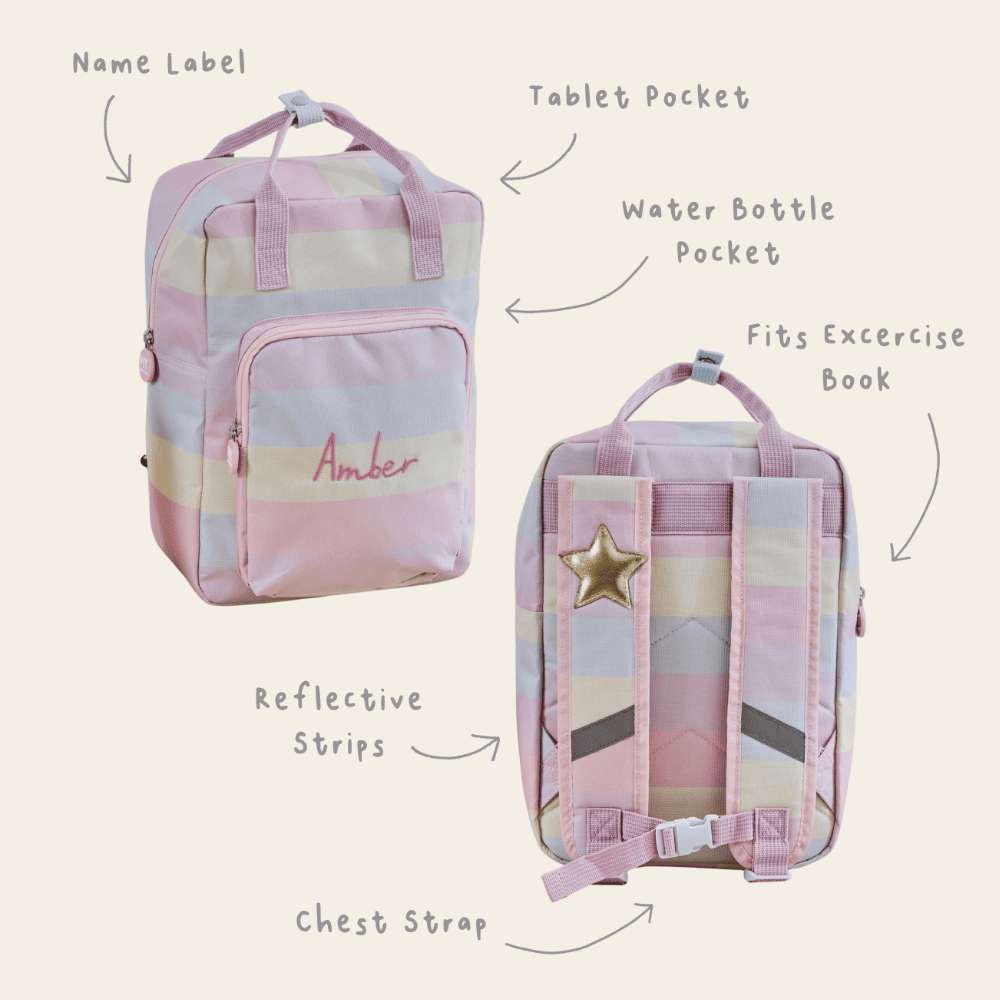 Personalised Rainbow Stripe Medium Backpack 